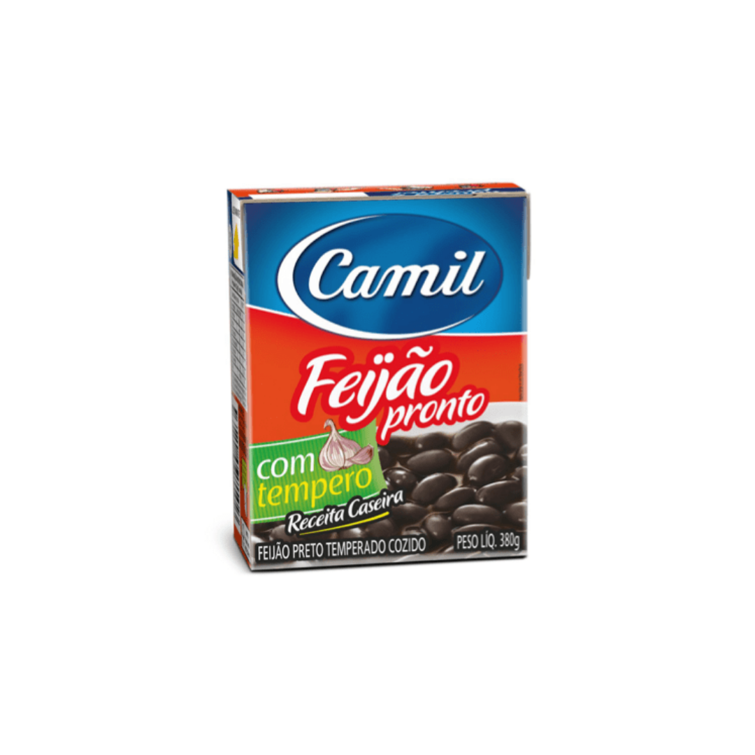 Camil Feijão Preto Temperado Cozido (380g)